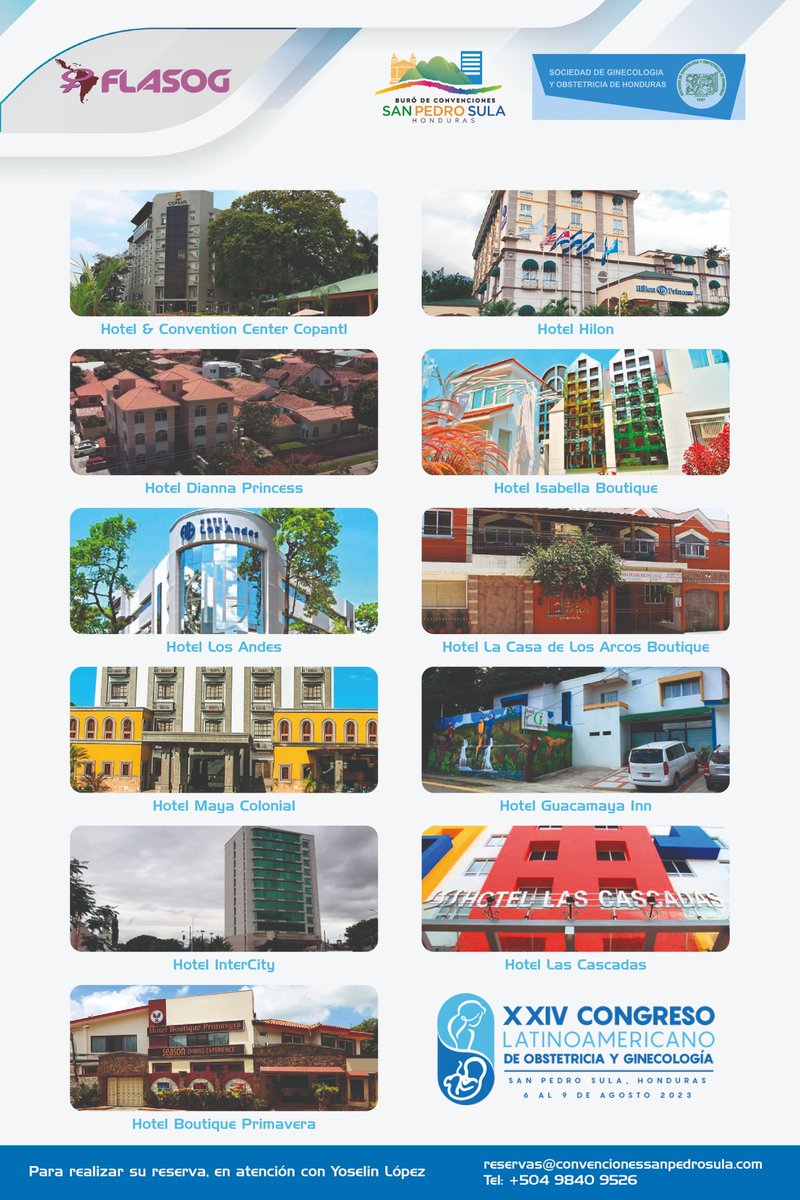 ¿Listos para XXIV Congreso Latinoamericano de Obstetricia y Ginecología? Realiza la reservación del hotel de tu preferencia en nuestra página: 👉 flasog.org/honduras2023/ 👈