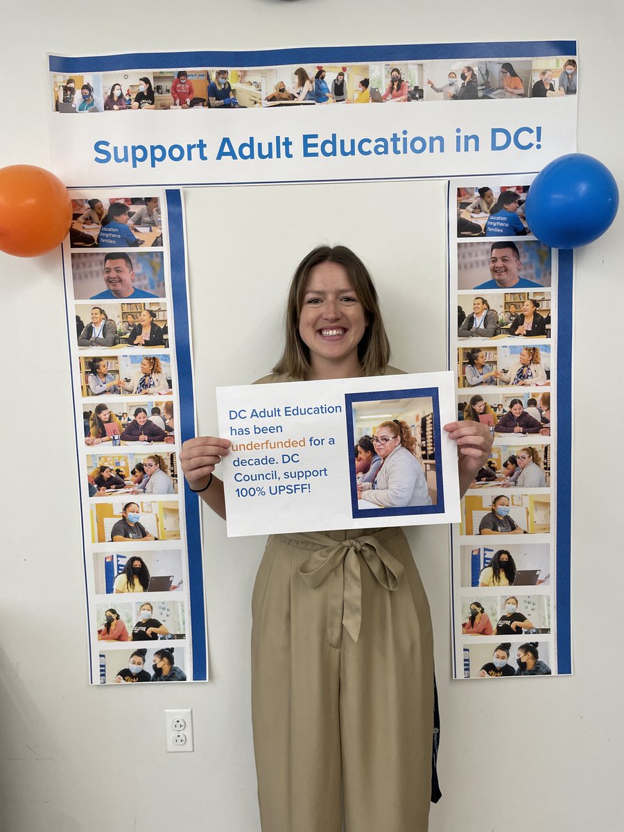 BriyaPCS's tweet photo. Our teachers want you, @councilofdc, to fully fund adult education in FY23-24! With your help, we can continue to strengthen families in the District. https://t.co/g87uhFEpqg