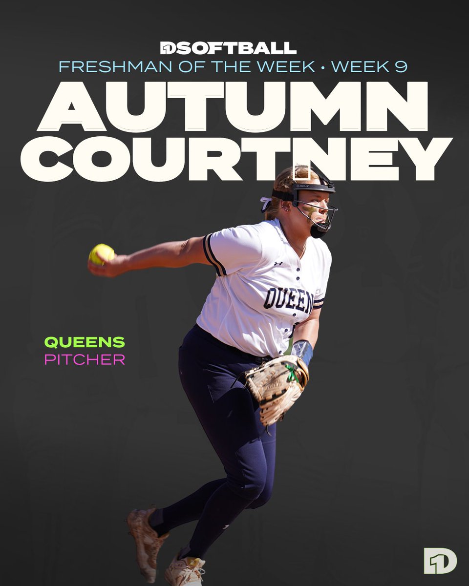 The #D1Softball Freshman of the Week: Autumn Courtney, Queens University

Courtney went 4-0 last week, throwing 24 innings and allowing 13 hits and three earned runs. She recorded two wins, including a shutout. 

<a href="/RoyalsSball/">Queens Softball</a> x <a href="/autumnpcourtney/">Autumn</a>

🔗 d1sb.co/3GCQPk9