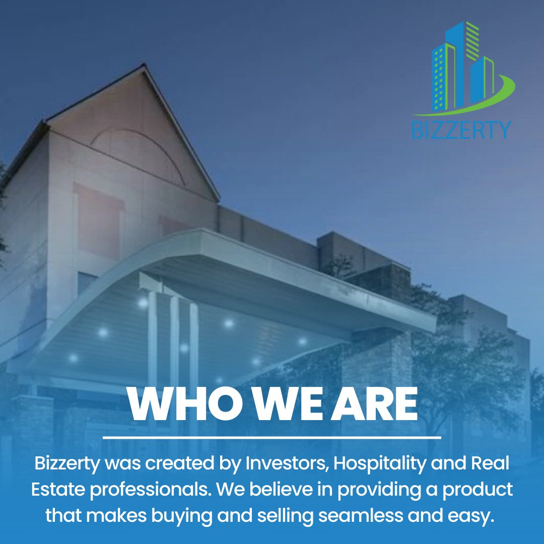 bizzerty's tweet photo. Bizzerty was created by Investors, Hospitality and Real Estate professionals. We believe in providing a product that makes buying and selling seamless and easy. 

Learn more at https://t.co/hOeWvqpEzw. https://t.co/R9nBxqkvBx