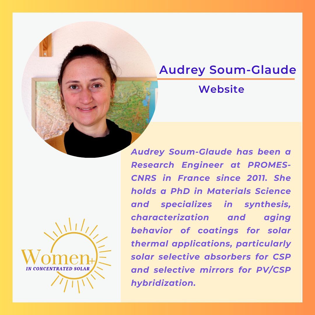 WomenConcSolar's tweet photo. Meet our team! Audrey Soum-Glaude is in charge of Women+ in Concentrated Solar website design and maintenance https://t.co/cBByPYnWPx #concentratedsolar #solarthermal #womeninstem @IEA_SolarPACES https://t.co/9sKxlaiGIh https://t.co/NSCtsoYLmd