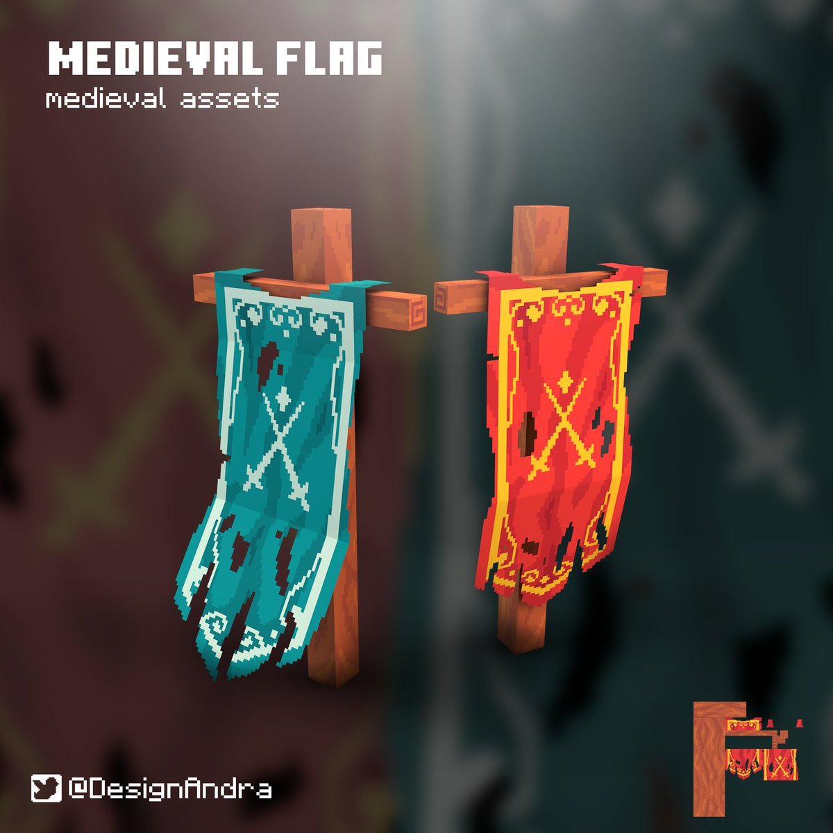 DesignAndra's tweet image. #Day6  
Medieval Flag ✅
@blockbench #minecraft #pixelart #voxel #medieval #flag #3dmodeling #3d #3dmodel #art #minecraftmarketplace #minecraftserver #minecraftlegends #design #gamedevelopment #blockbench