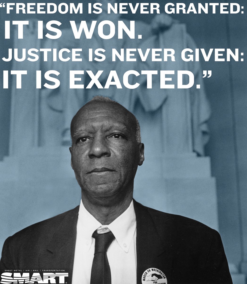 smartunionworks's tweet photo. “Freedom is never granted: It is won. Justice is never given: It is exacted.” – A. Philip Randolph, #BornOnThisDay. Learn more about Randolph and his extraordinary impact on the labor and civil rights movements: https://t.co/scmgLdGfvZ https://t.co/2x11H6EP0f