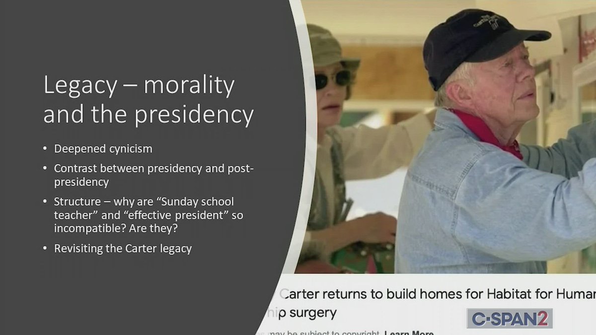 Former President #JimmyCarter recently entered hospice care.

In this NEW lesson, f/t <a href="/MarquetteU/">Marquette University</a> professor <a href="/julia_azari/">Julia Azari</a>, your students will explore Carter's shifting legacy with two choice board activities: c-span.org/classroom/docu….

#APUSH #USHistory #President #SSChat #EdChat