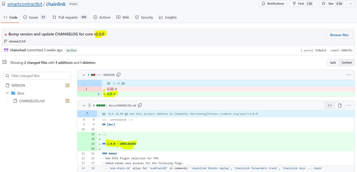 LinkiesLeaks's tweet photo. What's next 1.13.0 version of the #chainlink repository?

2.0.0 is coming!

Source: https://t.co/nV4xi1UOGU https://t.co/KbbRiy9wPf