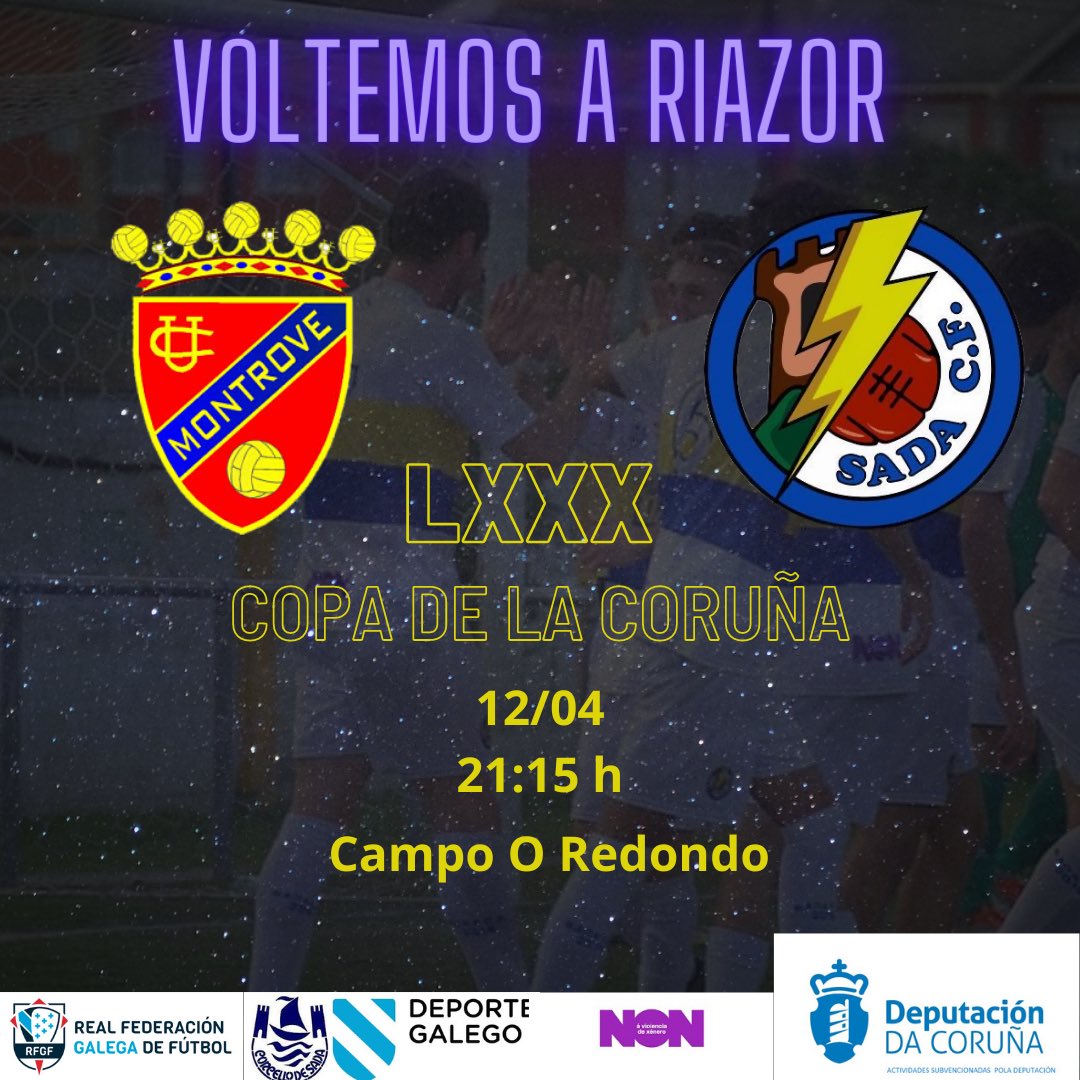 Primer Equipo | Horario Oficial Copa De La  Coruña

📍Campo O Redondo

🗓12/4

⏱21:15