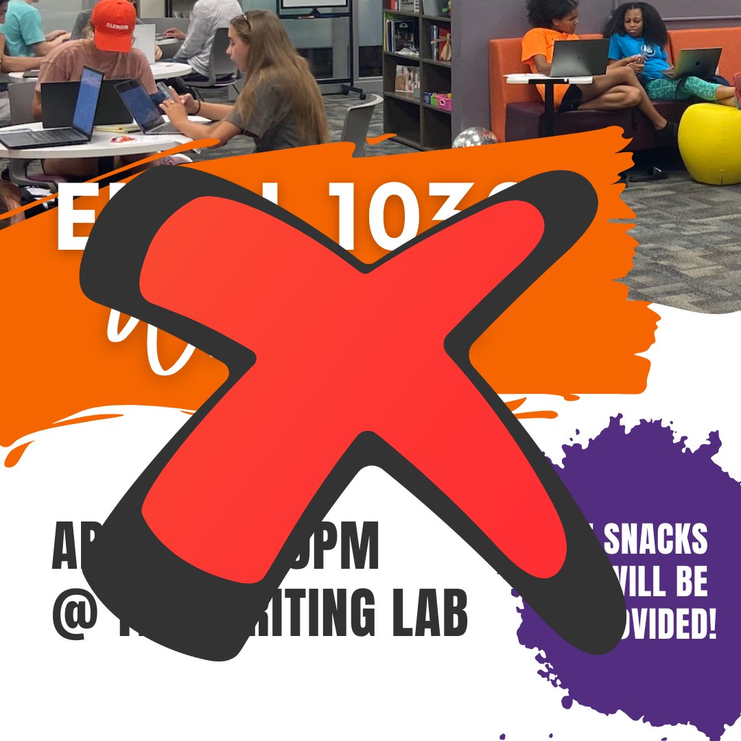 Tonight's ENGL 1030 Write-In is cancelled. If you are an ENGL 1030 student, we are here to support your final projects in one-on-one appointments!