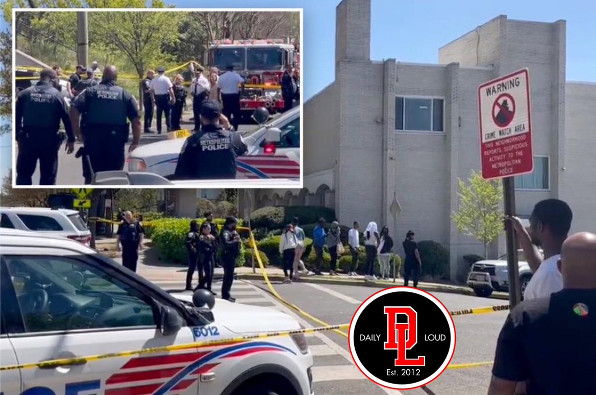 DailyLoud's tweet photo. 4 people shot outside DC funeral home leaving 1 dead in “targeted” shooting. Suspect still at large. https://t.co/hmjy9REsV2