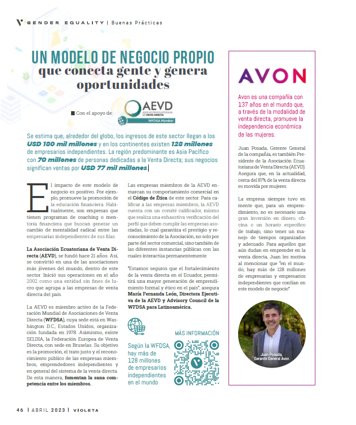 aevdecuador's tweet photo. Te invitamos a leer el articulo "Un modelo de negocio propio que conecta gente y genera oportunidades"
Realizado en la Revista Violeta de Ekos. Un artículo para conocer mas sobre este maravilloso sector.
#ventadirectaesemprender https://t.co/bojLleNzZk