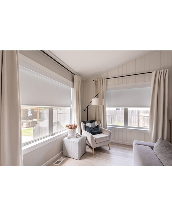 Looking to create a full and finished look? Then let's get to layering! Drapery and shades layered together brings softness and sophistication to home designs. Thicker fabrics like the ones shown here also provide light blocking and privacy when you need it.