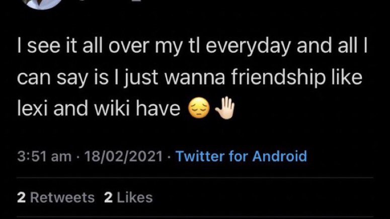 fuilmachine's tweet photo. me and lexi used to be stan twitter legends in 2021 #wixi https://t.co/L8C9j1DRd3