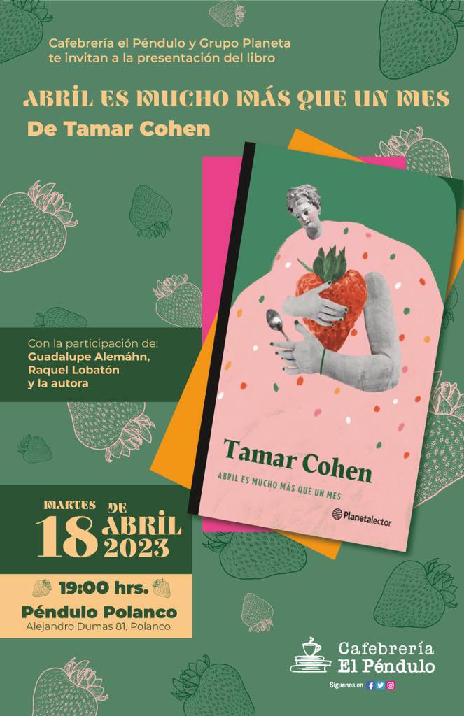 Te invito a la presentación de Abril es mucho más que un mes el martes 18 de abril a las 7:00pm en el Péndulo de Polanco. Me presentan <a href="/Raquelloba/">Raquel Lobaton</a> y <a href="/LupitaAleman/">Guadalupe Alemán</a>