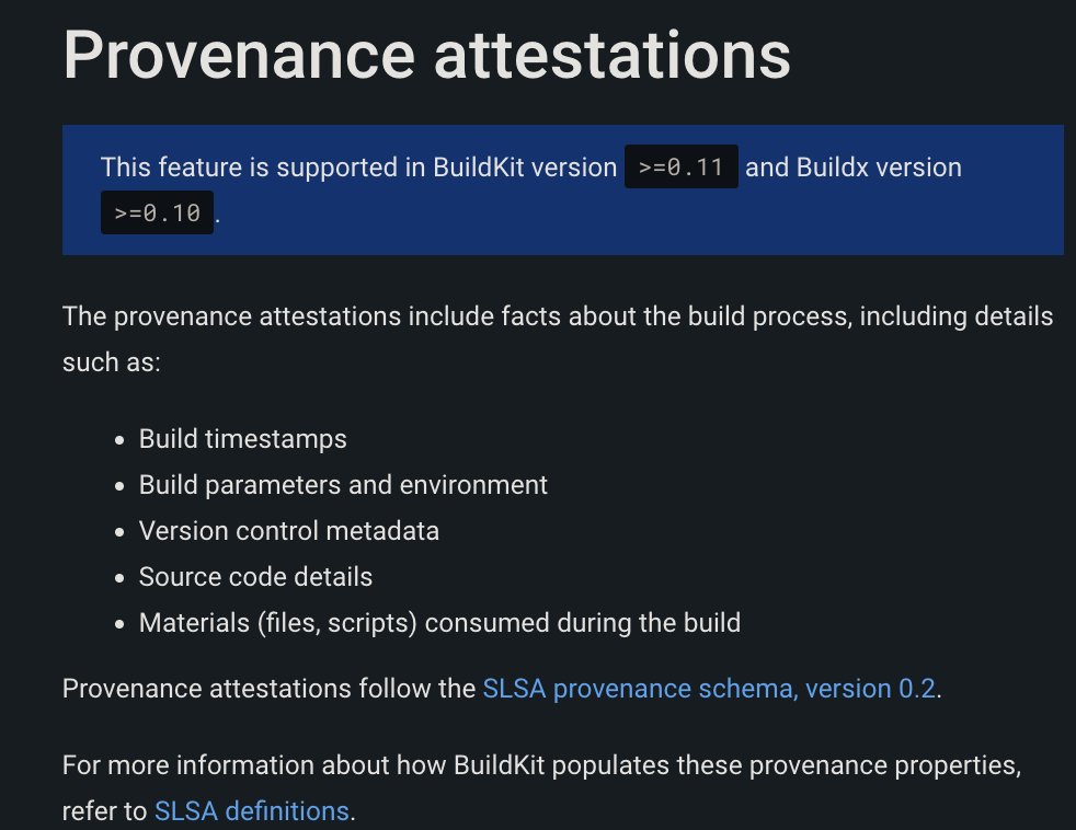 🎊I'm super glad to see lots of great content related to software supply chain security on <a href="/Docker/">Docker</a>'s official website based on the recent development effort in #BuildKit v0.11 🥳
🔖 Build Attestations
📄 SBOM
🧾 #Provenance
💃 #SLSA
and many more 👇
docs.docker.com/build/attestat…