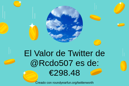 Rcdo507's tweet photo. Mi valor en Twitter es de: €298.48

Encuentra el tuyo(a) con https://t.co/iWIF3PHjlO

⠀ https://t.co/f8CFnSOb3k