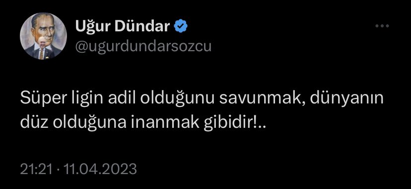 Omurgasız Uğur Dündar...Lig adil olsaydı, ilk 10 haftada VAR'a gidilmeyen G.Saray, şu anda şampiyonluğu kutluyordu! Utanmaz adam!