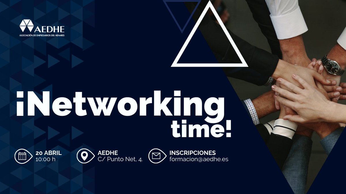 aedhe's tweet photo. 🤝 #AEDHE organiza un evento de networking presencial para que empresas y Pymes contacten y pongan en valor su actividad.
🗓️Jueves 20 de abril.
⏰10:00h
📍Calle Punto Net, 4
📥Inscripción: https://t.co/cVf8J4W5fo
➡️Más info: formacion@aedhe.es 
¡No te lo puedes perder! 🤩 https://t.co/cXnWQj1vz6