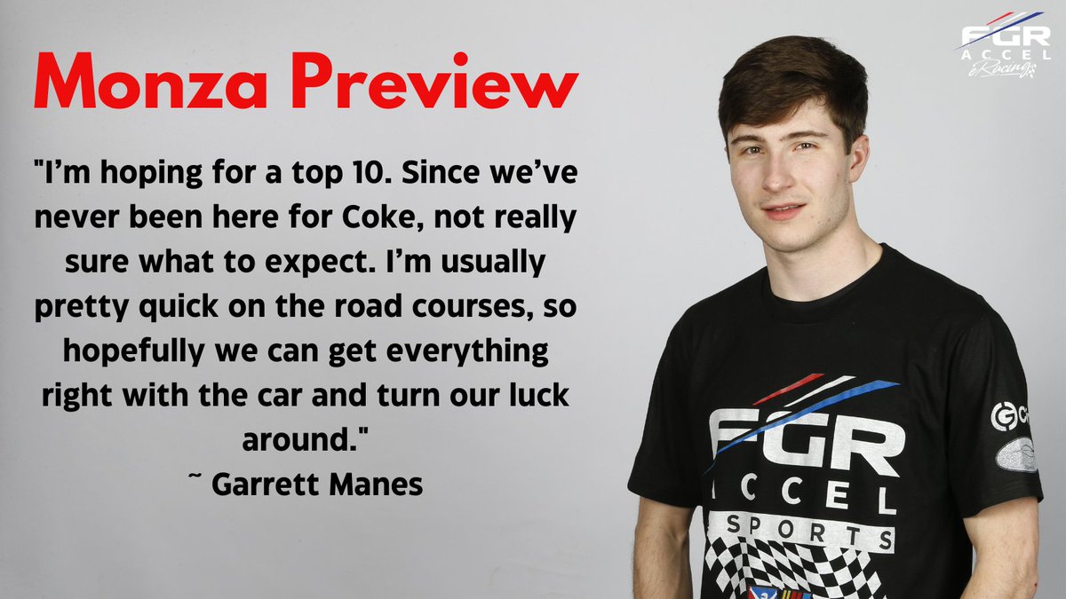 fgrACCEL eRacing (@fgraccele) on Twitter photo The <a href="/eNASCARGG/">ENASCAR</a> Coca-Cola <a href="/iRacing/">iRacing</a> series returns tonight -- and we're going international! Here's what our driver <a href="/GarrettManes/">Garrett Manes</a> had to say about <a href="/Autodromo_Monza/">Autodromo Nazionale Monza</a>.
#enascar #monza #iracing The <a href="/eNASCARGG/">ENASCAR</a> Coca-Cola <a href="/iRacing/">iRacing</a> series returns tonight -- and we're going international! Here's what our driver <a href="/GarrettManes/">Garrett Manes</a> had to say about <a href="/Autodromo_Monza/">Autodromo Nazionale Monza</a>.
#enascar #monza #iracing