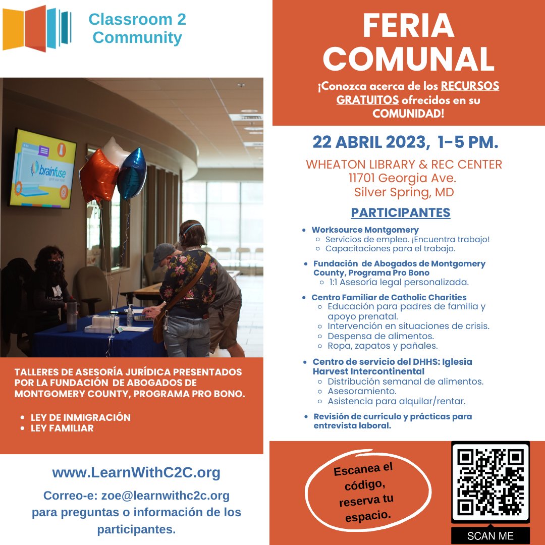 NEXT SATURDAY!! Come to the Wheaton Library and Recreation Center on April 22nd, 1-5 PM to access FREE resources from healthcare to employment assistance. Register at the link in our bio!
