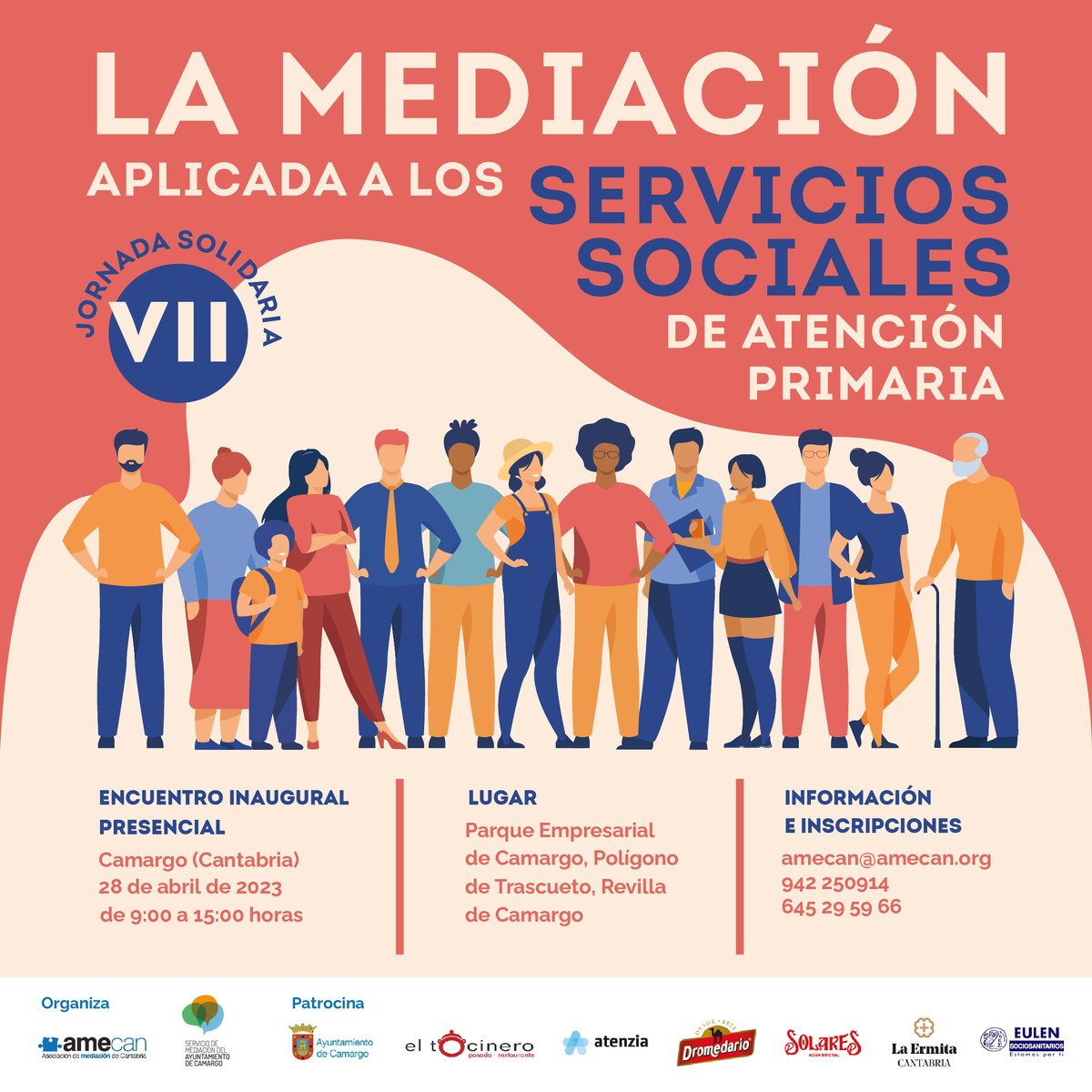 🫂VII Jornada Solidaria de mediación: 'La mediación aplicada a los servicios sociales de atención primaria'.
👉Centro de Empresas de Camargo
🗓️28 de abril.
🕘de 9:00 a 15:00 horas.
<a href="/AMECAN_/">AMECAN</a>