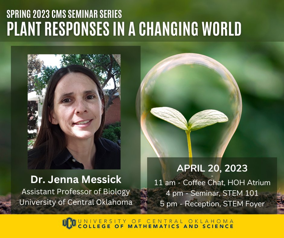 UCOCMS's tweet photo. Join Dr. Jenna Messick for the final installment of the Spring 2023 Seminar Series. 

#ucocms, #ucostem, #ucoengineering, #ucobronchos https://t.co/TIbMlOEUk4