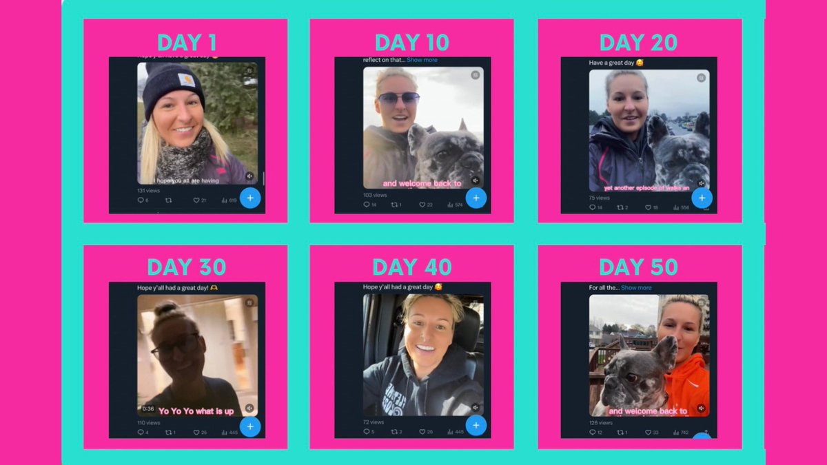 Are you hesitant to create content because you're self-conscious?

Worried what people will say or think about you?

The only way to overcome that fear is to just START

Last week I hit a huge milestone

50 daily videos

It's been a journey &amp; I've learned a lot along the way 🧵: