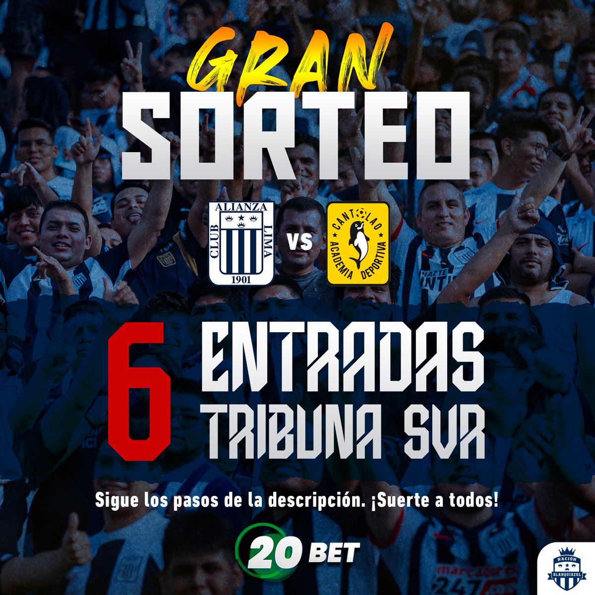🙋‍♂️¡𝐓𝐄 𝐋𝐋𝐄𝐕𝐀𝐌𝐎𝐒 𝐀 𝐌𝐀𝐓𝐔𝐓𝐄!🤩👇

1️⃣ Seguir a <a href="/NacBlanquiazul/">Nación Blanquiazul</a>  y dar RT.

2⃣ Regístrate en 20BET con nuestro link
bit.ly/20BET-NacionBl…

*Si haces tu primer deposito/apuesta tendrás más opciones de ganar.

-Anuncio de ganadores: Viernes 14

¡SUERTE A TODOS!🤞🏻💙