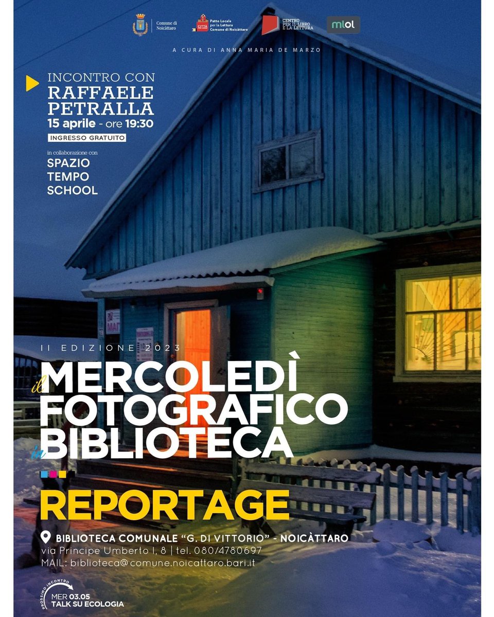 Per la prima volta potremo leggere le fotografie in presenza del suo autore.

Sabato 15 aprile ore 19:30 Raffaele Petralla parla dei suoi #reportage fotografici. Ci vediamo in Biblioteca Comunale 
#bari #fotografia