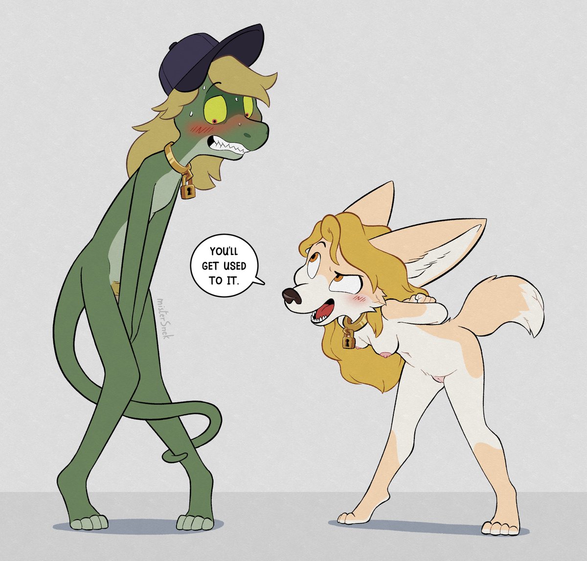 Had a sketch version of this artwork laying around for months, decided to ink it and color it properly because I still really like the poses!
Featuring Penny (once again) from <a href="/pennyfenmore/">Naked Penny</a>