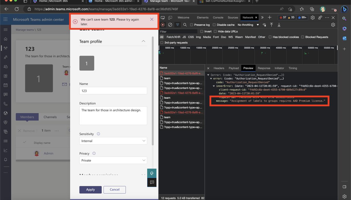 AlexHolmeset's tweet photo. Did you know the #MicrosoftTeams Admin Center does not always give you a meaningful error message? Sometimes you need to look under the hood to understand what's happening. Learn more things like this in two weeks' time at @CommsvNext , when I present my #HackTheTAC session! https://t.co/smoTcugWWX