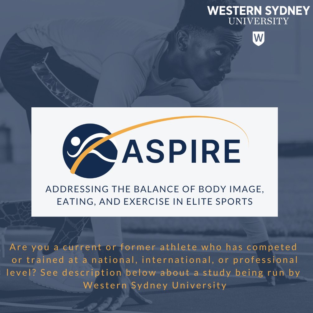 ASPIRE (@aspire_wsu) on Twitter photo The ASPIRE study is excited to have the support of
<a href="/VicInstSport/">Victorian Institute of Sport</a> as we invite current and former elite athletes to participate in a study looking at the pressures athletes experience in relation to their body, eating, and exercise.
Find out more: westernsydney.edu.au/thri-aspire The ASPIRE study is excited to have the support of
<a href="/VicInstSport/">Victorian Institute of Sport</a> as we invite current and former elite athletes to participate in a study looking at the pressures athletes experience in relation to their body, eating, and exercise.
Find out more: westernsydney.edu.au/thri-aspire