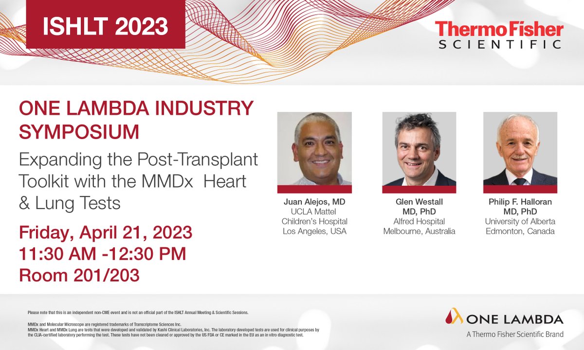 Excited to announce our <a href="/ISHLT/">The ISHLT</a> 2023 non-CME Industry Symposium! Hear from experts on MMDx® Heart &amp; Lung tests and the potential for transformative applications in transplantation through molecular testing + machine learning algorithms. #ISHLT2023