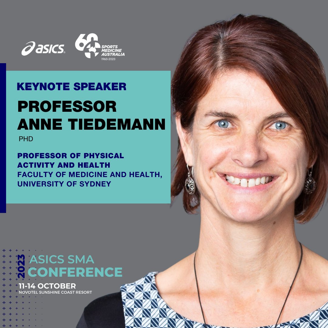Introducing Prof Anne Teidemann, presenting at the #ASICSSMA2023 Conference. 
Anne's research aims to bridge the gap between compelling evidence of the importance of physical activity for promoting health &amp; low rates of participation across populations. 
👉bit.ly/3n7khYB