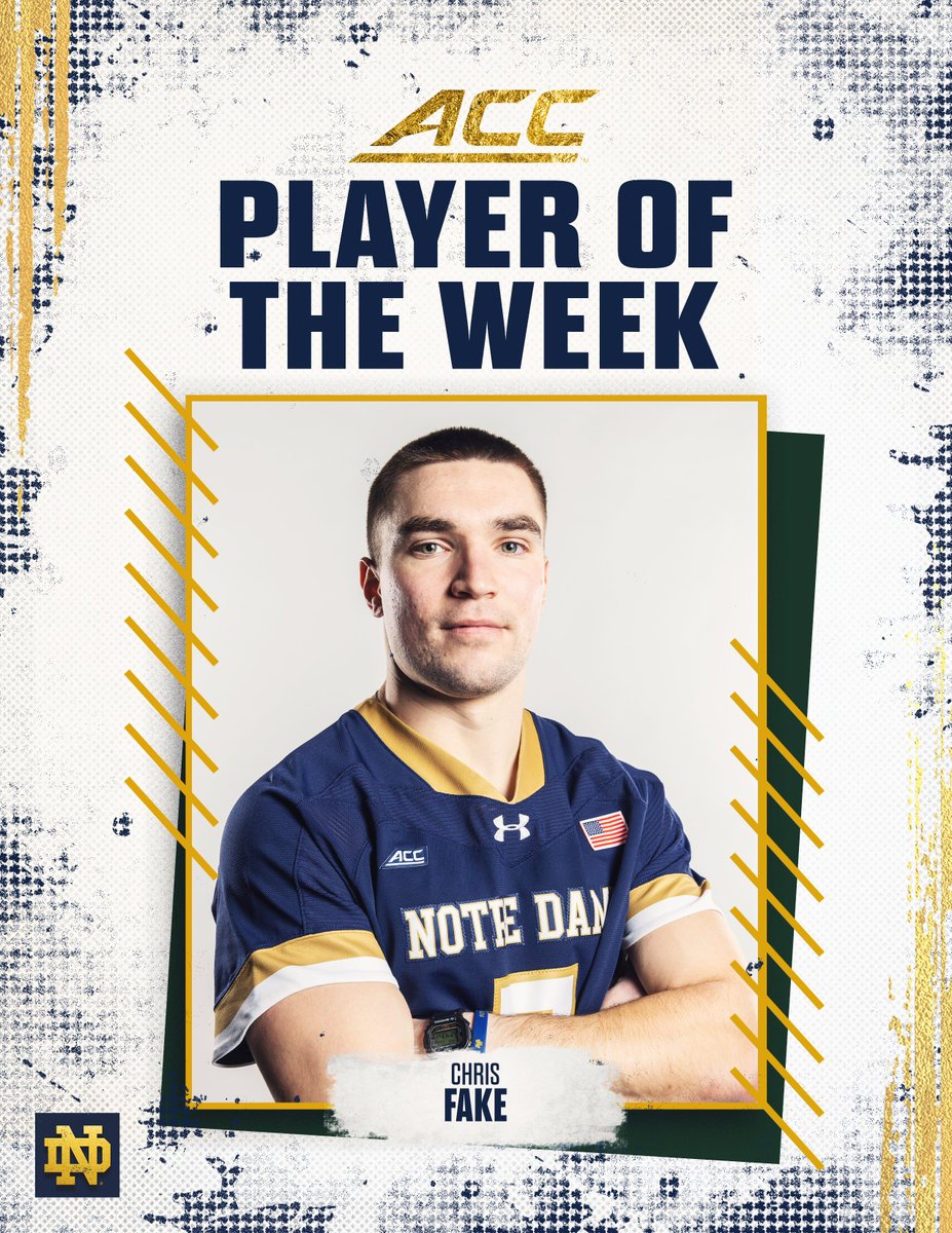 Notre Dame Lacrosse (@ndlacrosse) on Twitter photo The Awards Keep Coming in for Chris Fake!
🏅 <a href="/Inside_Lacrosse/">Inside Lacrosse</a> Player of the Week
🏅 <a href="/USALacrosseMag/">USA Lacrosse Magazine</a> Player of the Week
🏅 <a href="/theACC/">The ACC</a> Defensive Player of the Week
🏅 <a href="/USILA_Lax/">USILA</a> Team of the Week
#GoIrish☘️ The Awards Keep Coming in for Chris Fake!
🏅 <a href="/Inside_Lacrosse/">Inside Lacrosse</a> Player of the Week
🏅 <a href="/USALacrosseMag/">USA Lacrosse Magazine</a> Player of the Week
🏅 <a href="/theACC/">The ACC</a> Defensive Player of the Week
🏅 <a href="/USILA_Lax/">USILA</a> Team of the Week
#GoIrish☘️