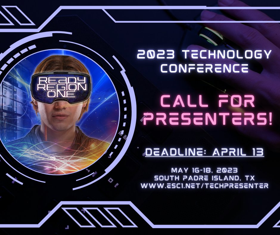 RegionOneESC's tweet image. ⏳ Last call! Don&apos;t miss out on the chance to present alongside leading tech specialists in the region. 

Visit bit.ly/3mrfHoc to submit a presentation for review. The deadline to submit a presentation is Thursday, April 13. #rgvevents #rgvteacher #southpadreisland