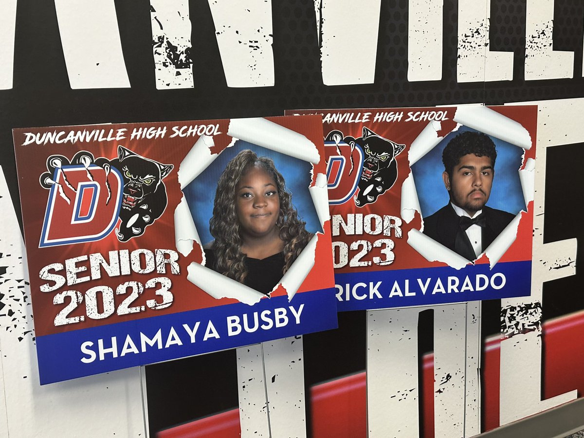 Duncanville_HS's tweet photo. Seniors, listen up! 📣 The wait is over - our graduation yard signs have arrived and they are AMAZING! Get ready to make a statement and let everyone know you're part of the class of 2023 🎓 Keep an eye out for distribution details - it's time to get your yard sign game on! https://t.co/TTEhLsZYNv