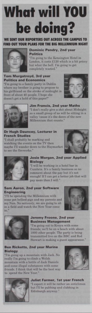NCL_Guide's tweet photo. What were people on the Newcastle University campus planning on doing for the Millenium? Heres a little slice of history for you. Are you one of the people in this article and did you do something other than what you said you would?
#NewcastleUniversity #NCLguide #NewcastleUni https://t.co/WckDLzYt1F