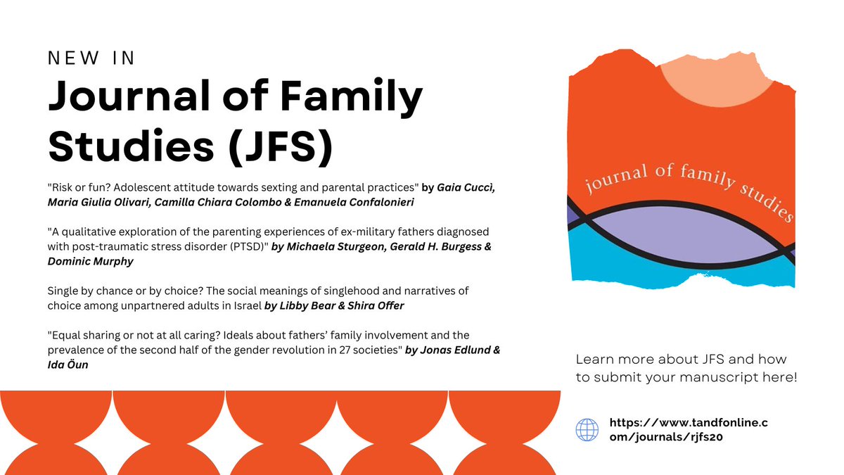 JFamStudies's tweet photo. Looking for something to read on your way to #PAA2023 this week? Check out these new releases published online from Journal of Family Studies! https://t.co/rsUnP9ZPlR