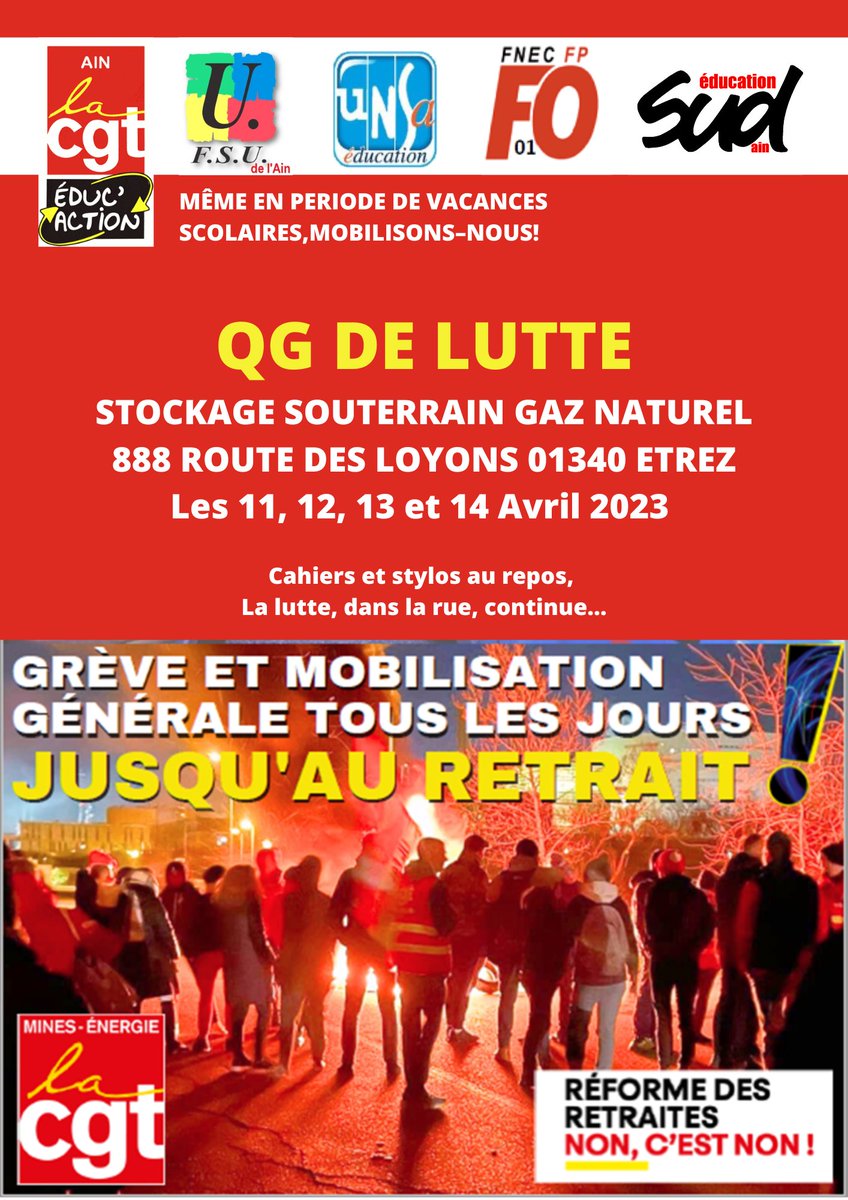 TashiLa15's tweet photo. Soutien aux gaziers du site de #Storengy à Etrez (Ain).
Besoin de monde pour tenir le piquet de grève. https://t.co/9PBflO5HFW