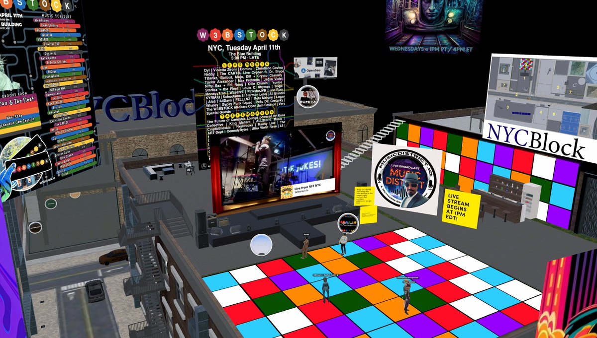 Come hang out! 
W3BStock Livestream in the Metaverse from NFTNYC! 
Link: bit.ly/nycblock

#NFTNYC #SpatialGuide #SpatianGuide #Spatial #Metaverse #W3bStock #MusicDistrict

<a href="/W3BSTOCK/">W3BSTOCK</a> <a href="/Music__District/">RALLO (Music District TV)</a>