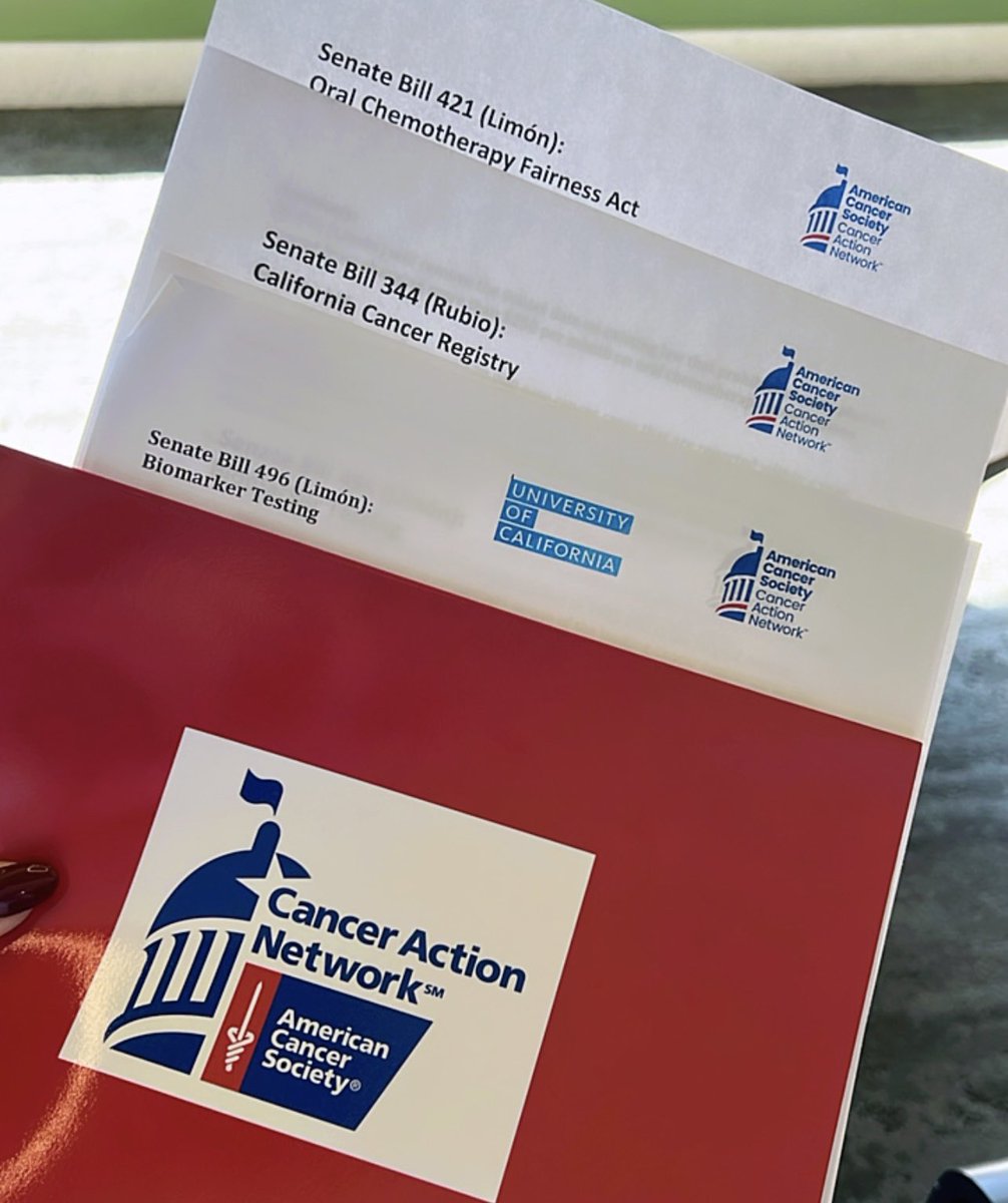 At #CACancerActionDay, asking lawmakers to make the fight against cancer a top priority. 

Urge your lawmakers to support:
- #SB344, Oral Chemotherapy Fairness Act 
- #SB421, CA Cancer Registry 
- #SB496, Biomarker Testing

fightcancer.org

@ACSCANCA 
@ACSCAN