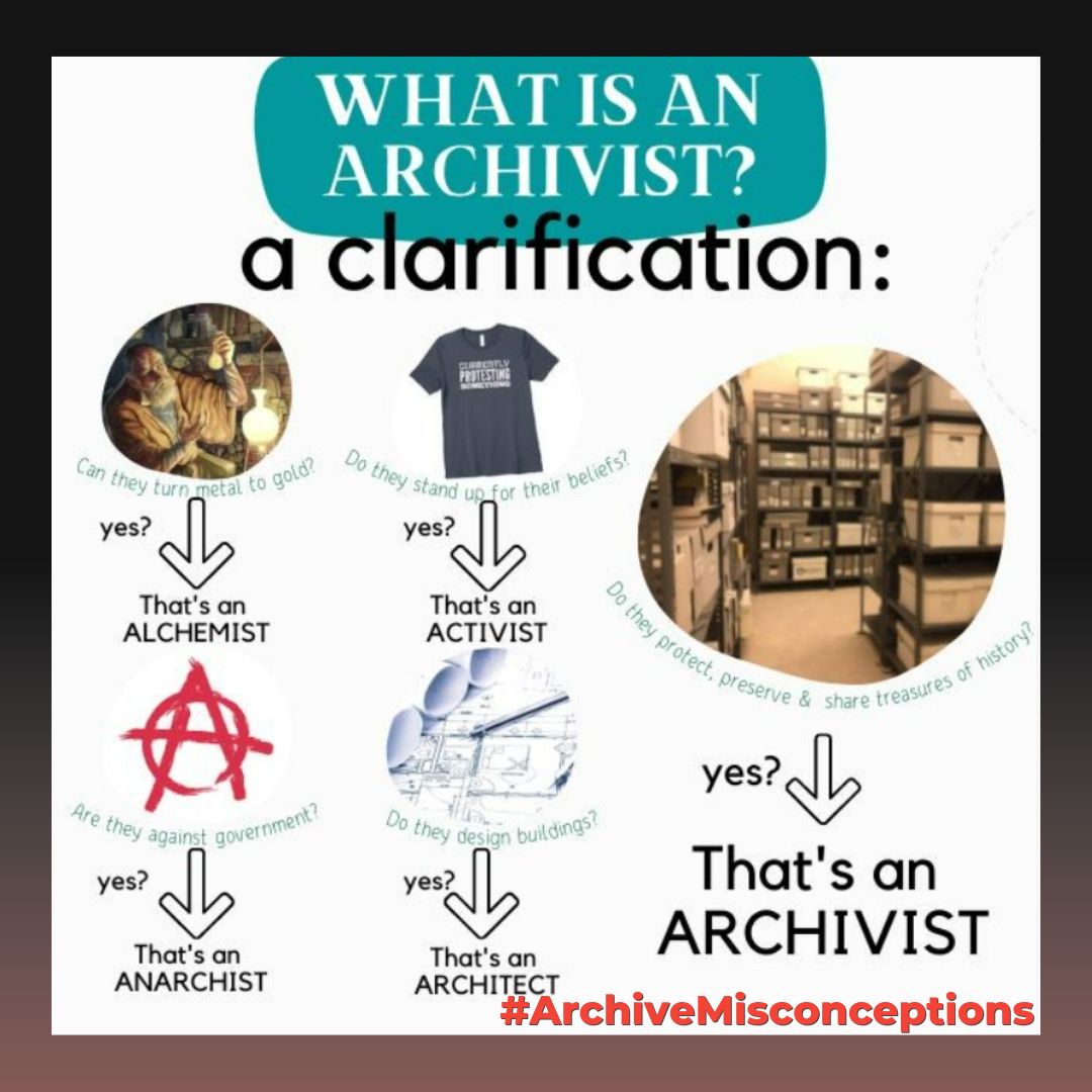 We've realized a lot of people are unaware of what an archivist is, and confuse it with other labels. Hopefully this chart can give a clear understanding of what an Archivist is and what we are not. LOL #archivemisconception #Archive30