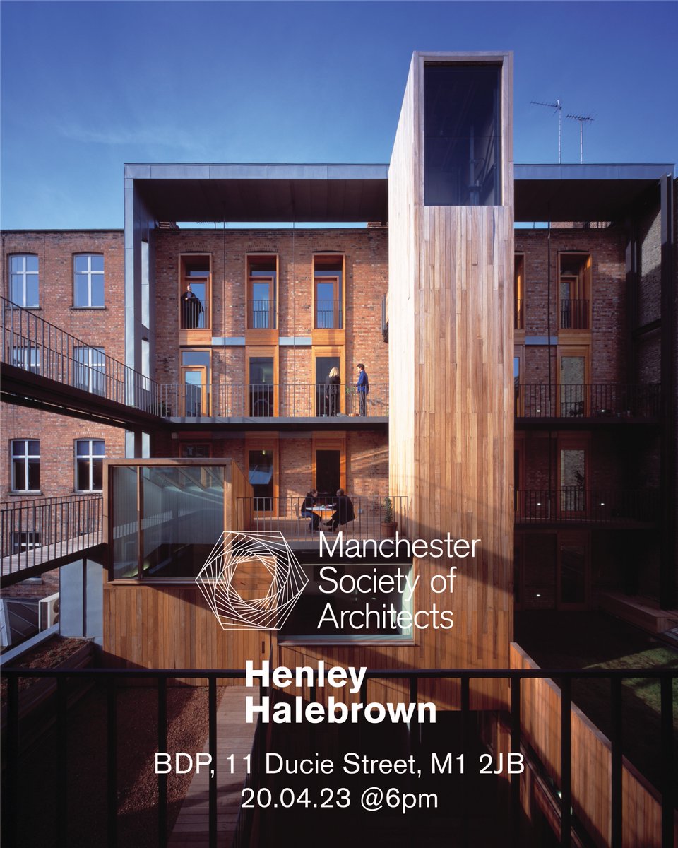 Over almost three decades @HenleyHalebrown have been exploring a human centred architecture, one that sees society as its foundation. Join us at 18:00 on Thursday 20th April for the latest MSA lecture. Location: @BDPMCR eventbrite.co.uk/e/msa-lecture-…