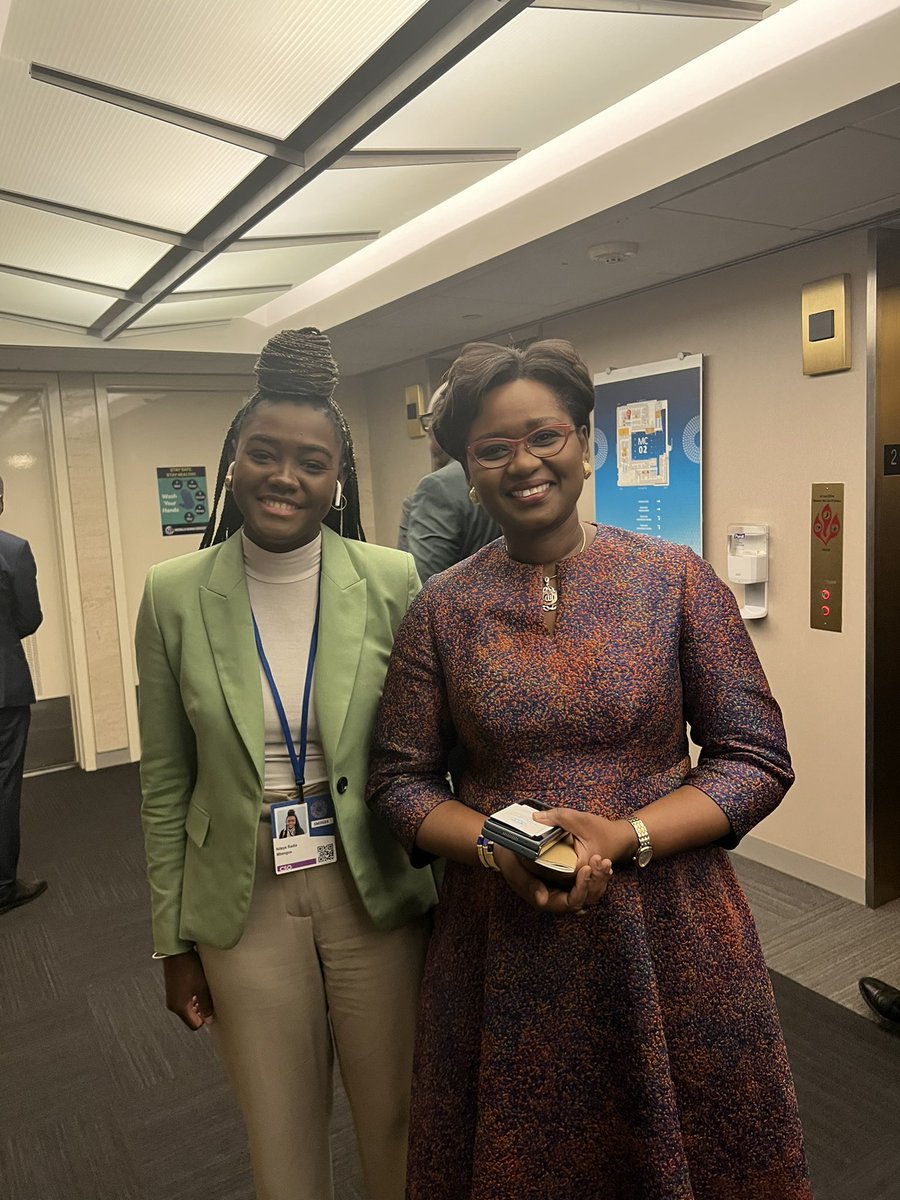 Attending the Western and Central Africa Ministeral session: Walking the talk on gender equality. Delegate <a href="/MbengueRadia/">Radia</a>, originally from Senegal, had the opportunity to meet Mrs <a href="/OulimataSarr/">Oulimata Sarr</a> current Minister of Economy, Planning and Cooperation of Senegal. #WorldbankIMFmeetings