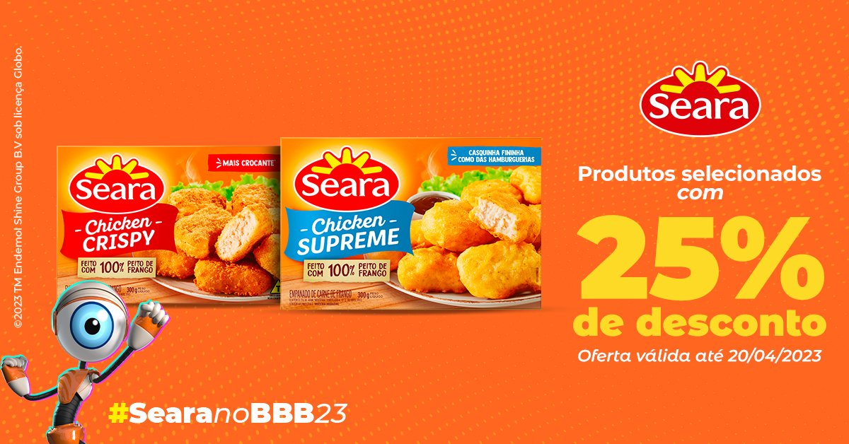 merqueobr's tweet photo. #ParedãoSeara Quem leva a melhor hoje: o Chicken Supreme ou o Chicken Crispy? Na dúvida, leve os dois pra sua casa com 25% OFF. #SearaNoBBB23  #MerqueoBR #Merqueo #supermercadoonline

@seara_brasil https://t.co/ximMMlWwQX