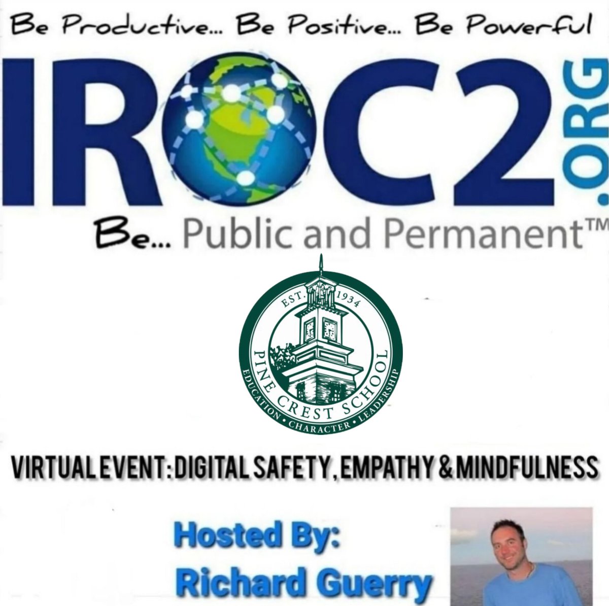 RichardGuerry's tweet photo. Year 13 🌎 Tour Day 219: Thank you students of @PineCrestSch MS for your time at today's Public and Permanent® Student Webinar. 👏
I am very grateful for your time and consideration! ❤️

#onlinesafety #gaming #students #socialmedia #teacher #webinar  #PublicandPermanent https://t.co/CF6nTlOPpq
