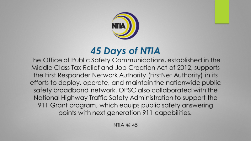 NTIAgov's tweet photo. In honor of National Public Safety Telecommunicators Week #NPSTW, check out today's #45DaysofNTIA Fact of the Day on our Office of Public Safety Communications (OPSC). 👇 https://t.co/YQzURuknMQ