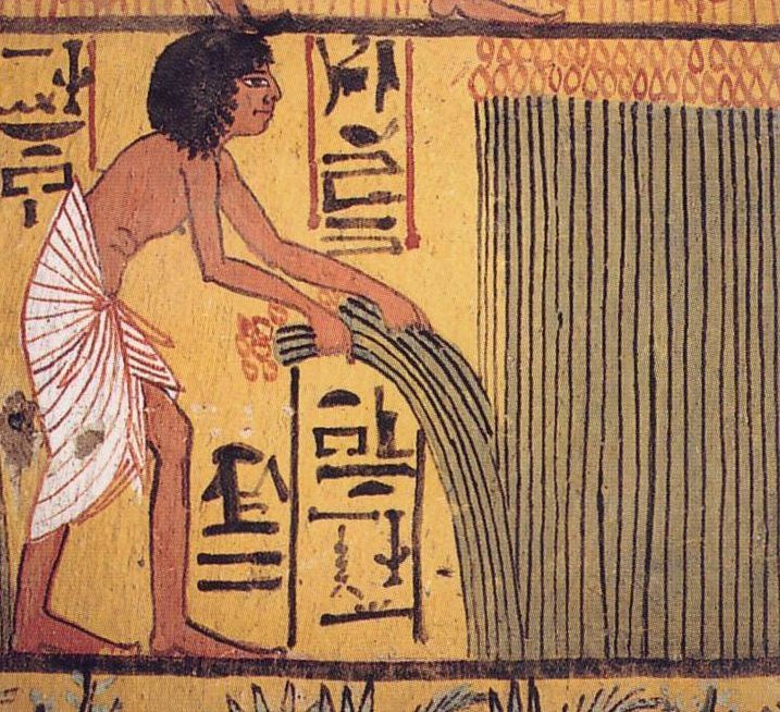 Très rare : fresque représentant un installateur fibre optique en Egypte ancienne.