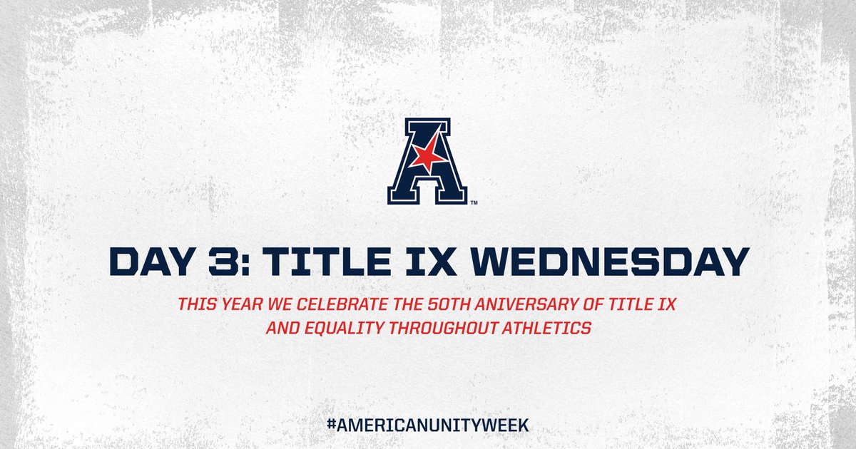 American_Conf's tweet image. #AmericanUnityWeek Day 3: Title IX Wednesday  

In honor of the 50th anniversary of Title IX, head to our Instagram Story @american_conf and tell us what Title IX means to you and how you have celebrated it