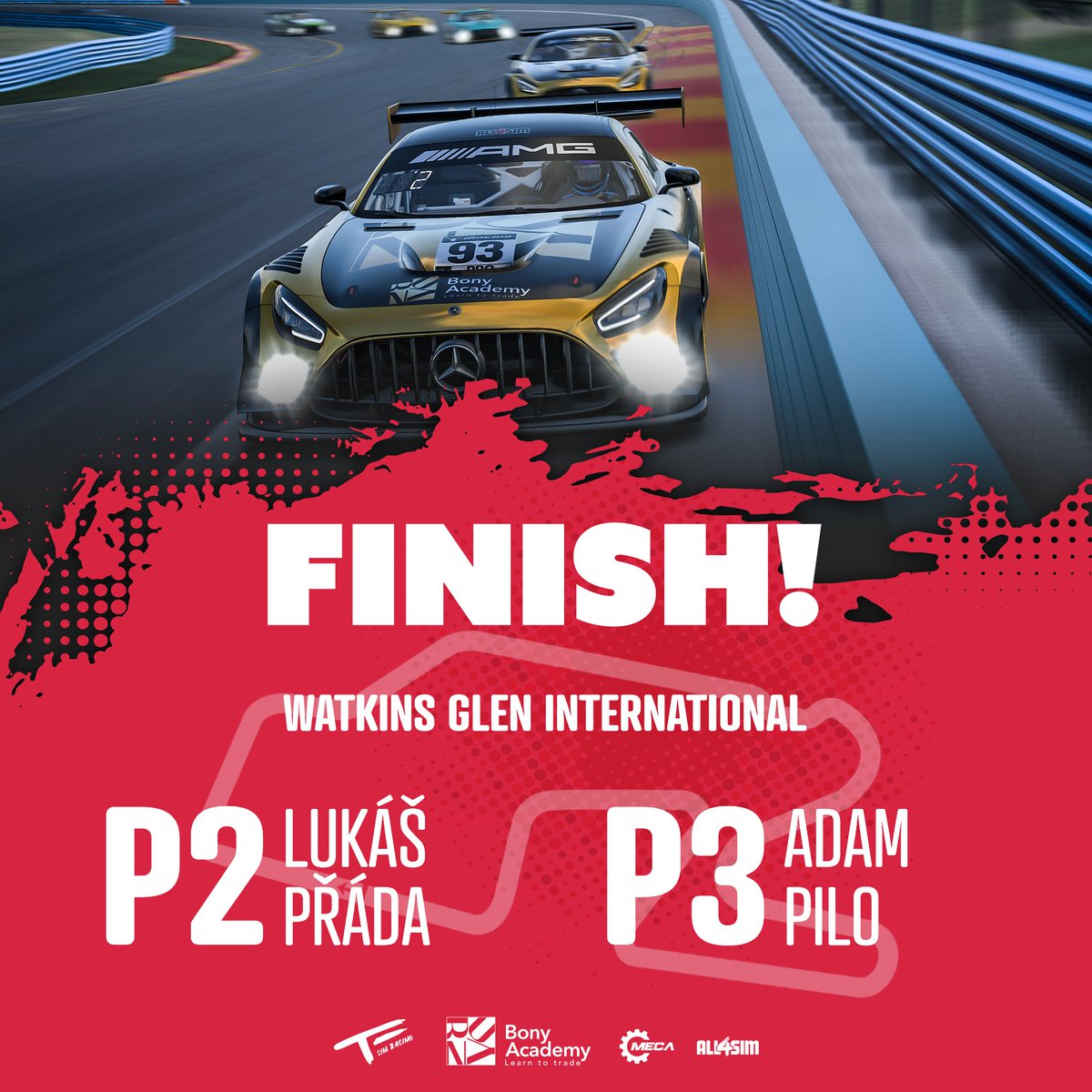 Nervy drásající souboj o vítězství až do posledního kola. 🤯
Takový byl premiérový závod @virtualgp na americkém okruhu Watkins Glen, ze kterého si odvážíme dvoje stupně vítězů 💪
Gratulujeme k vítězství Martinu Kadlečíkovi z týmu @entropiqteam 👏

#virtualgp