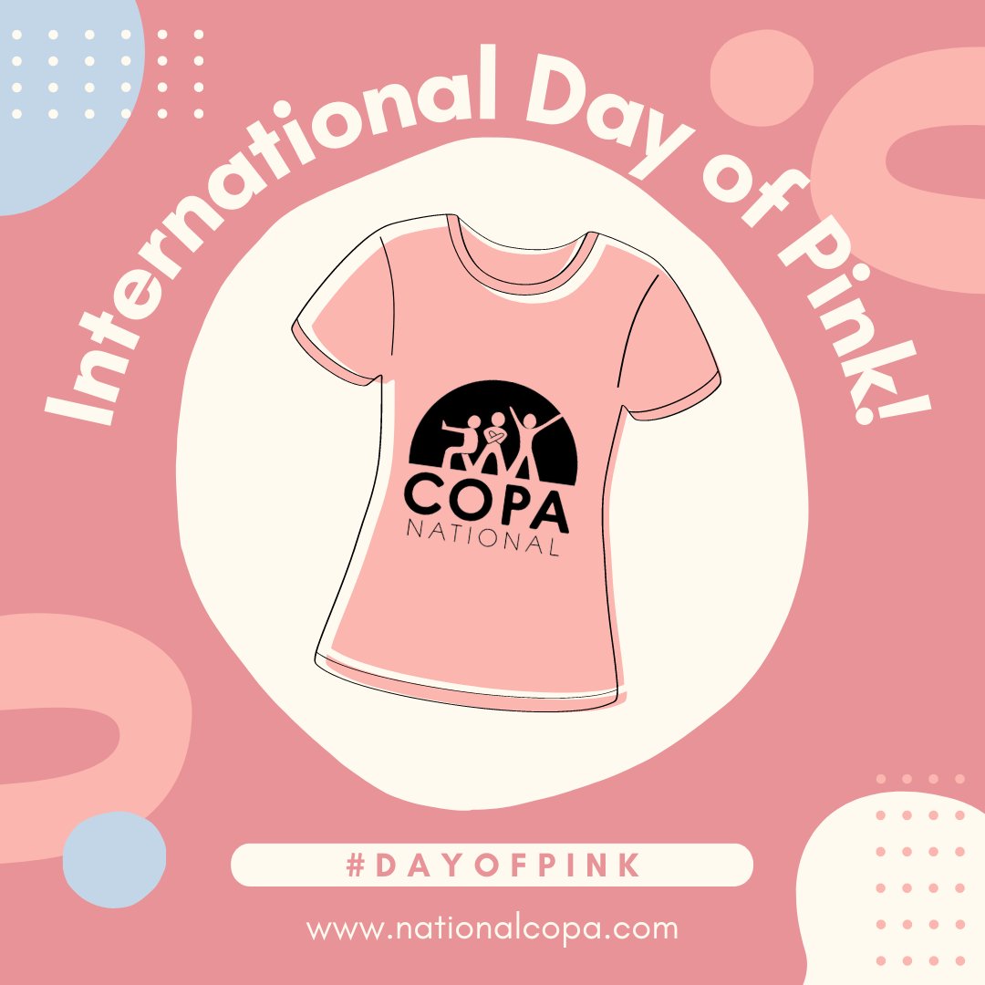 𝘼𝙥𝙧𝙞𝙡 12𝙩𝙝 𝙢𝙖𝙧𝙠𝙨 𝙄𝙣𝙩𝙚𝙧𝙣𝙖𝙩𝙞𝙤𝙣𝙖𝙡 𝘿𝙖𝙮 𝙤𝙛 𝙋𝙞𝙣𝙠! 👚

Take a stand against bullying and harassment by wearing pink. You can post a photo on social media with the #DayOfPink hashtag.

#2SLGBTQIA+ #StopBullying #speakupforinclusion